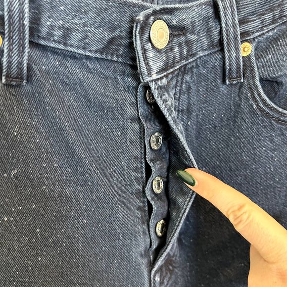 Levi's Womens Wedgie Jeans Size 31 Dark Wash Speckled Print Button-fly High-rise - Picture 11 of 14